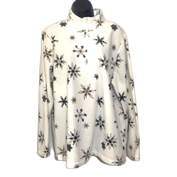 LAURA SCOTT FLEECE 3/4 ZIP PULLOVER SNOWFLAKE JACKET SIZE XLARGE - Picture 2 of 8